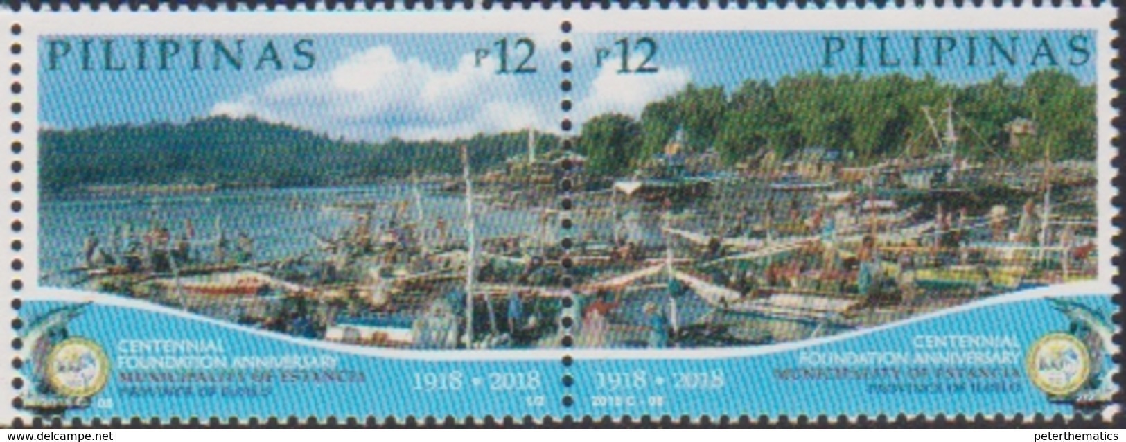 PHILIPPINES, 2018, MNH,MUNICIPALITY OF ESTANCIA, FISH, FISHING BOATS, BOATS, 2v - Fishes