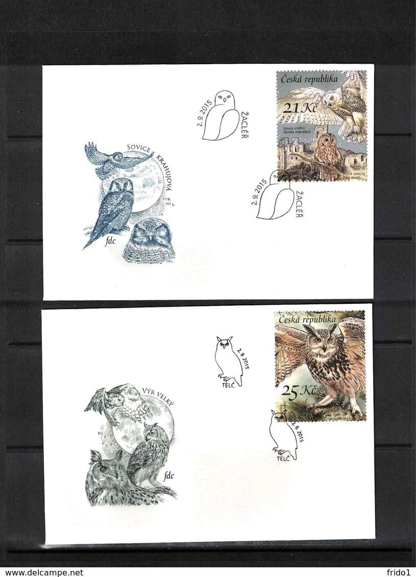 Czech Republic 2015 Owls FDCs - Eulenvögel