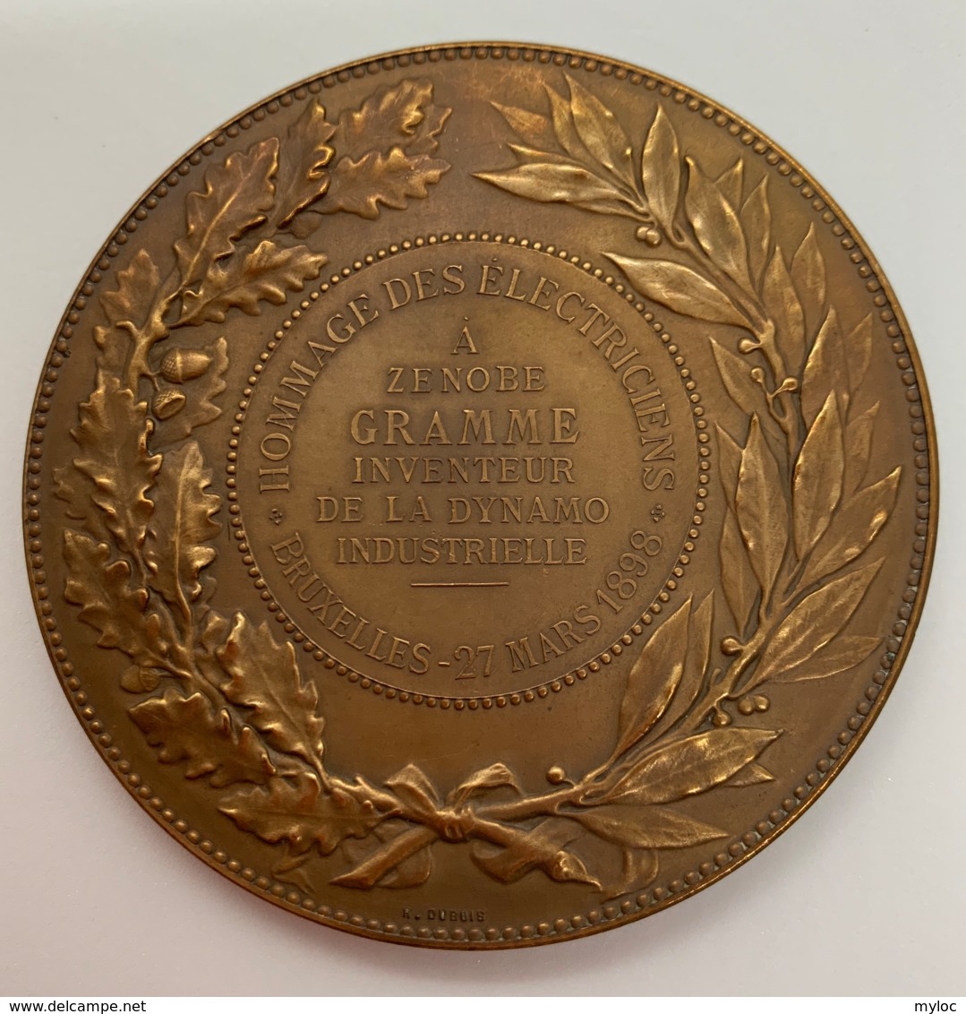 Medaille Bronze. J.C. Chaplain. Hommage Des électriciens à Zenobe Gramme 27 Mars 1898. 68 Mm - Unternehmen