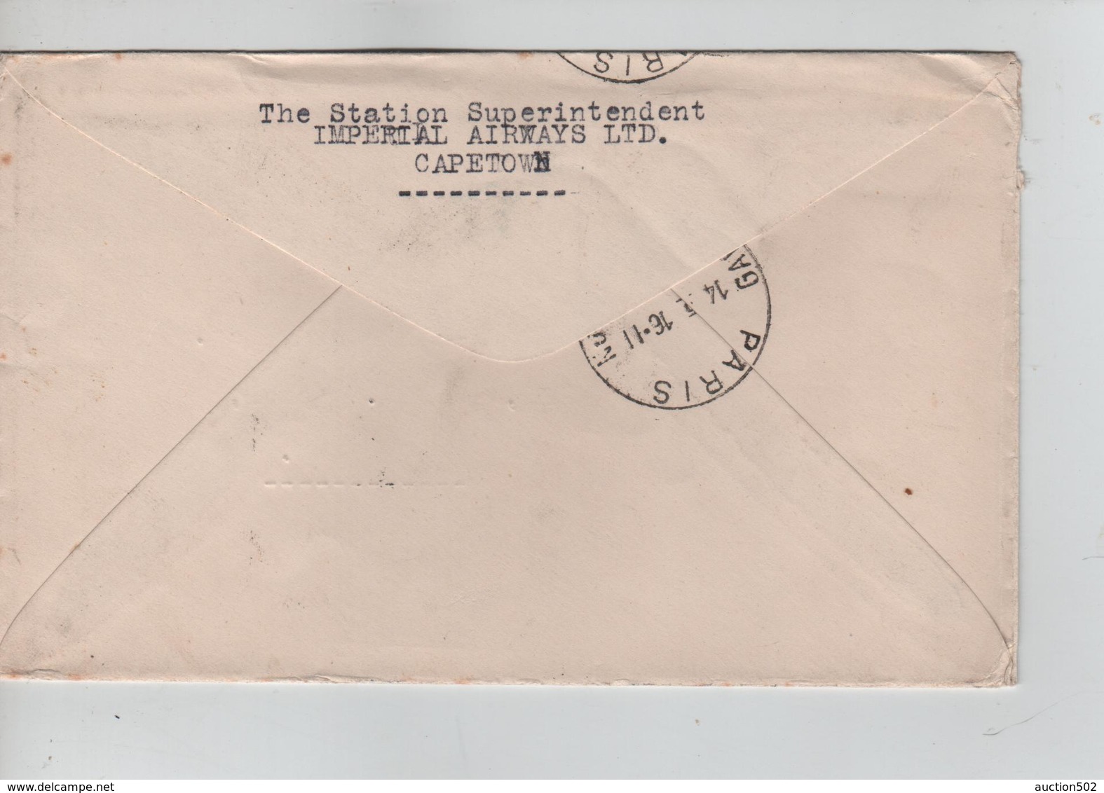 PR6735/ South Africa Air Mail Cover Imperial Airways Capetown 1932 England&S.A.Antilope > Belgium Via Paris France - Airmail