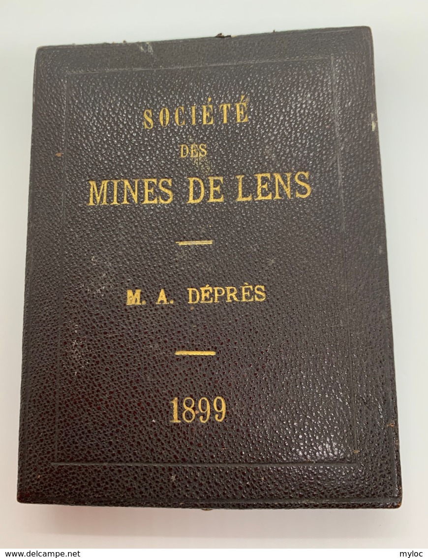Rare Médaille-plaquette Bronze Argenté Avec écrin. Société Des Mines De Lens. M.A.Déprès. 1899. O. Roty. 48 X 68 Mm - Professionnels / De Société