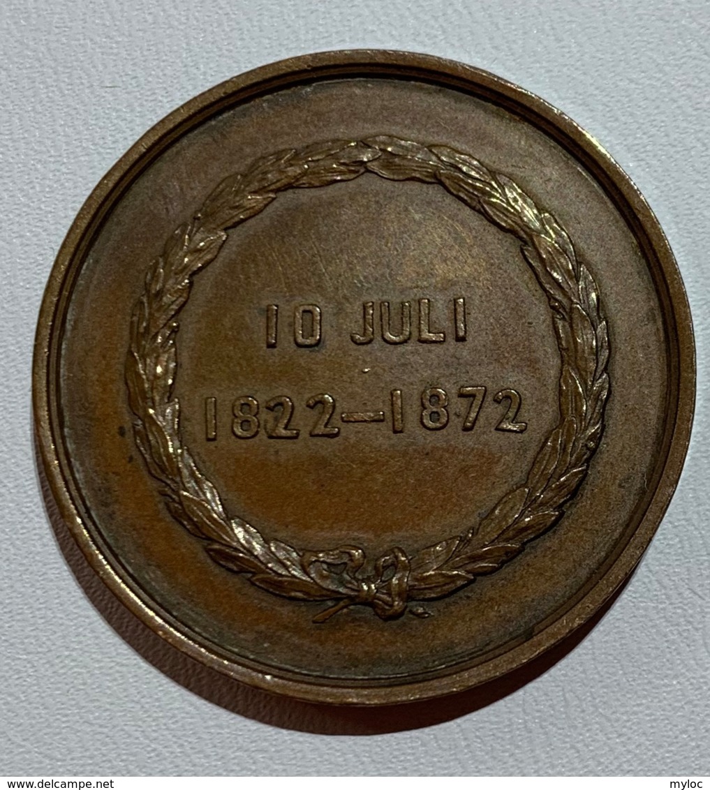 Medaille Bronze. De Weduwe Leonardus Franciscus De Bruyn-Van Zuylen Aan Wilhelmina Van Zuylen. 10 Juli 1822-1872. 30mm - Professionnels / De Société