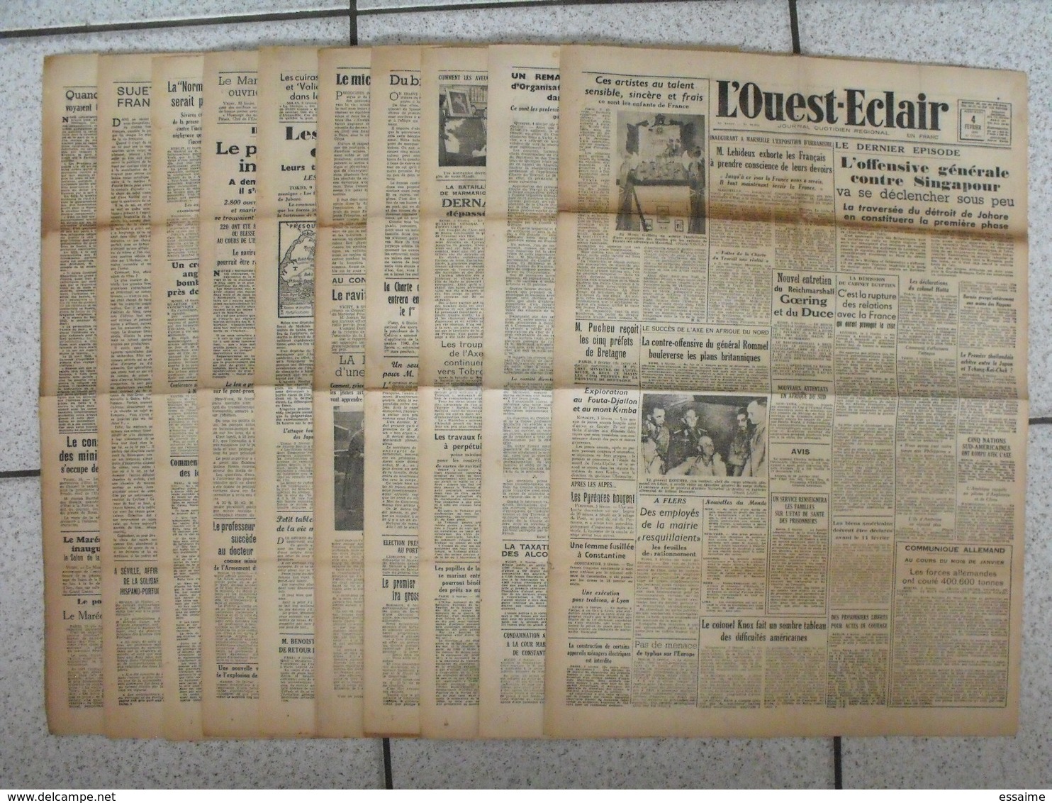 10 Journaux "L'Ouest-Eclair". 1942. Guerre. France Occupée. Articles Pro-allemand. Japon USA Russie (3) - Autres & Non Classés