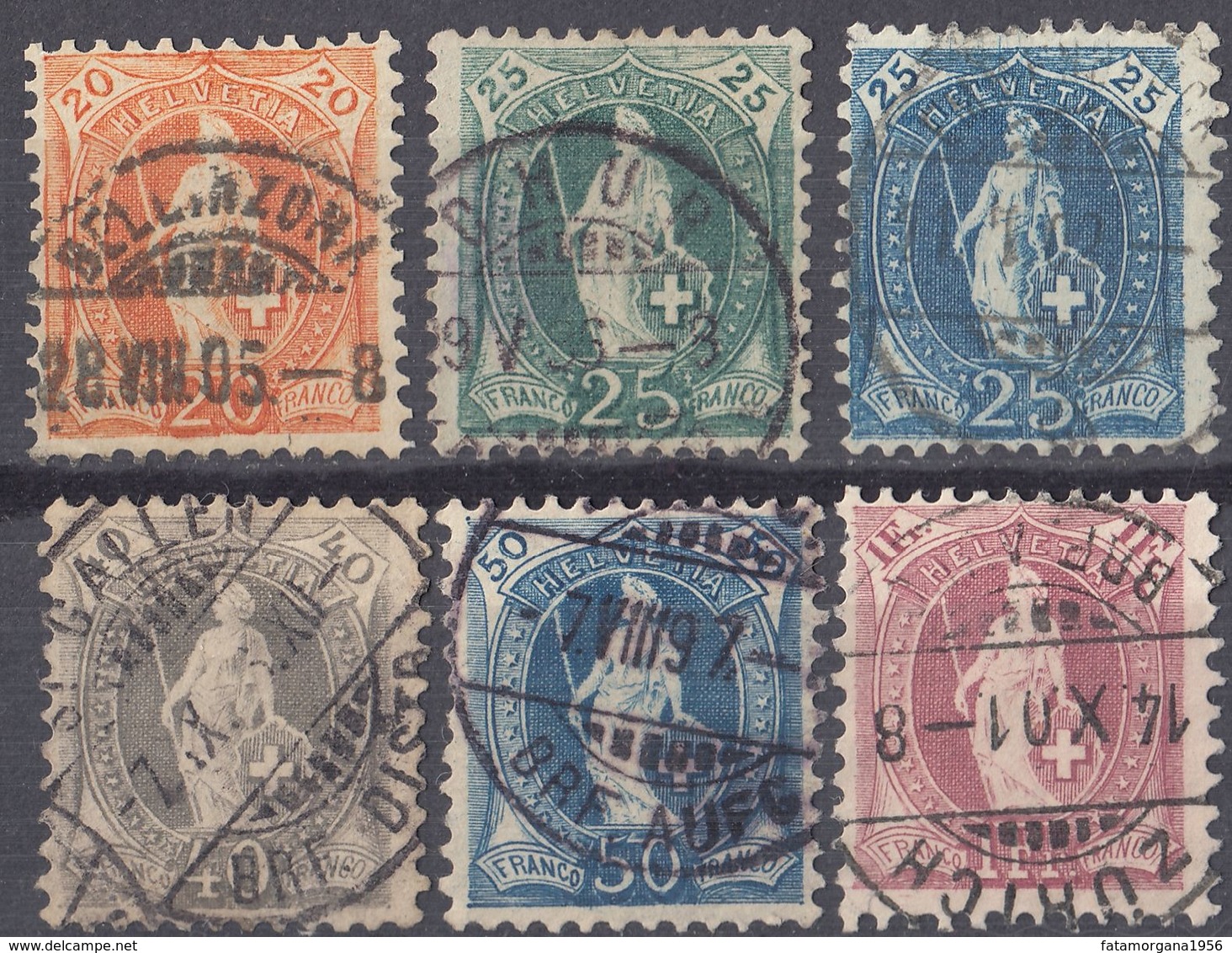 HELVETIA - SUISSE - SVIZZERA - 1882/1904 -  Lotto Di 6 Valori Usati: Yvert 71/73, 75, 76 E 78. - Used Stamps