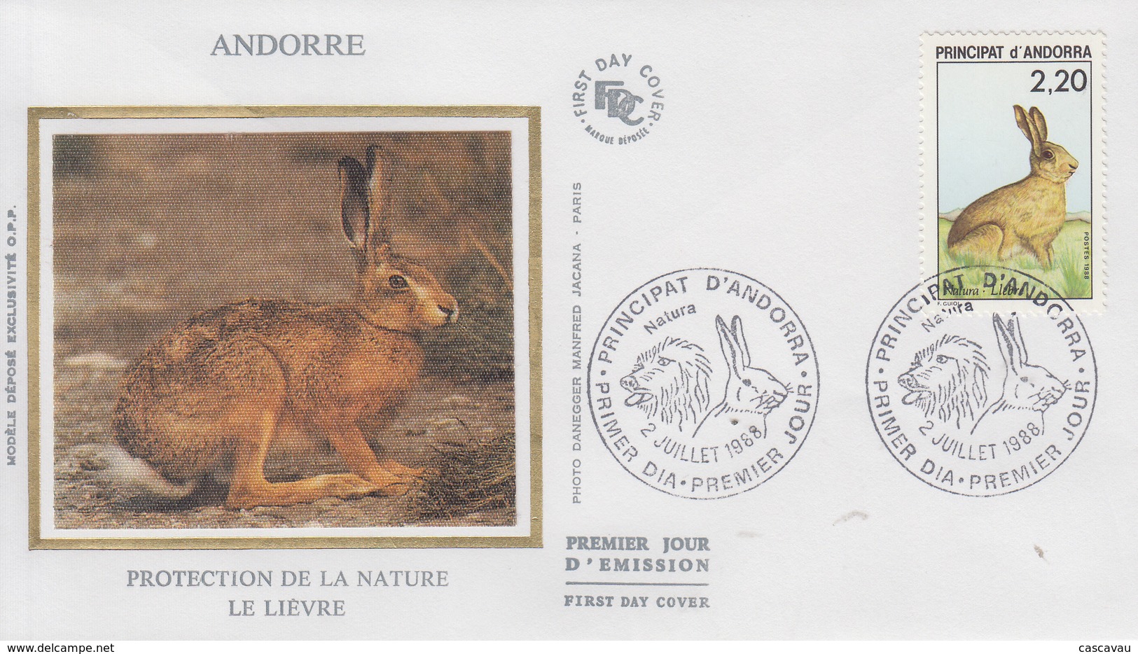 Enveloppe  FDC   1er  Jour    ANDORRE   Protection  De  La  NATURE   Le   Liévre   1988 - Rabbits