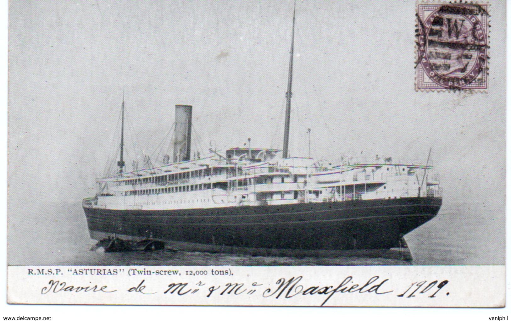 PAQUEBOT " ASTURIAS " R.M.S.P.   ANNEE 1909 - Steamers