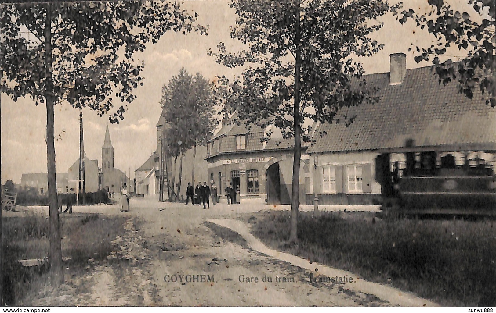 Coyghem - Tramstatie - Gare Du Tram (top Animatie, Tram Tramway , EditMarguerite Delabie La Chasse Royale Café) - Kortrijk