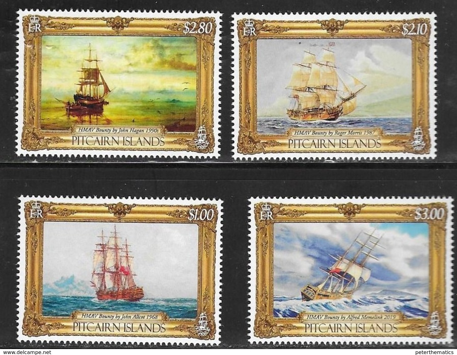 PITCAIRN ISLAND, 2019, MNH, ART, PAINTINGS OF THE BOUNTY, SHIPS, 4v - Ships