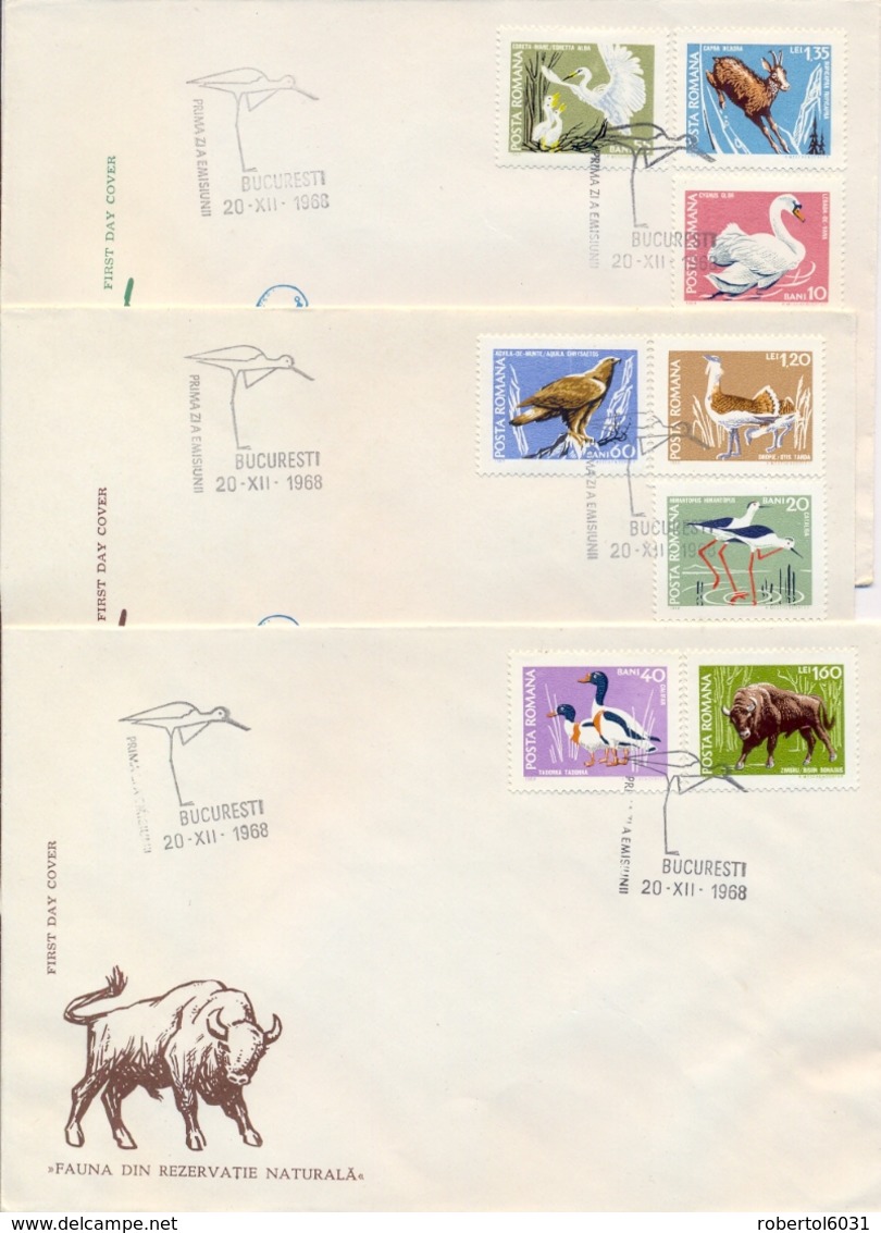 Romania 1968 FDC Protected Animals On 3 Covers - Altri & Non Classificati