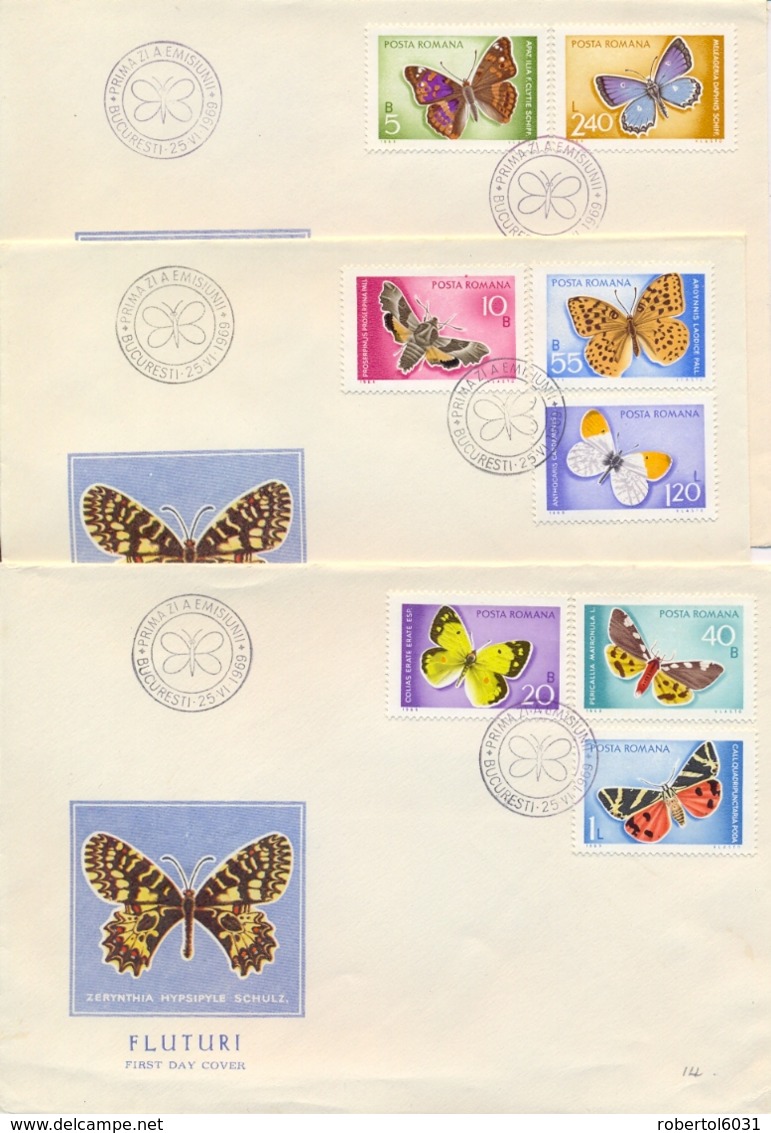 Romania 1969 FDC Butterflies And Moths On 3 Covers - Farfalle