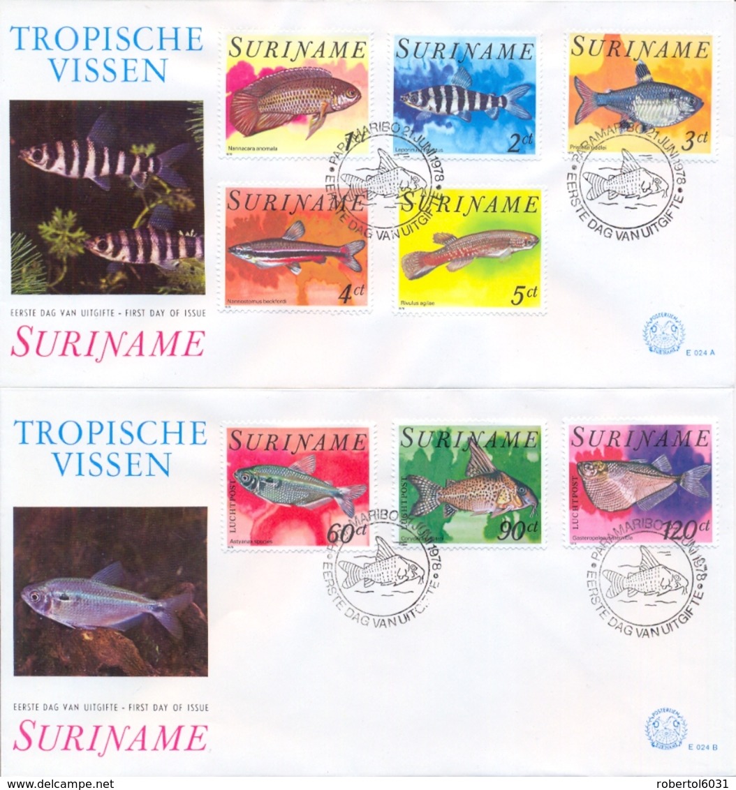 Suriname Surinam 1978 FDC Tropical Fishes On 2 Covers - Pesci