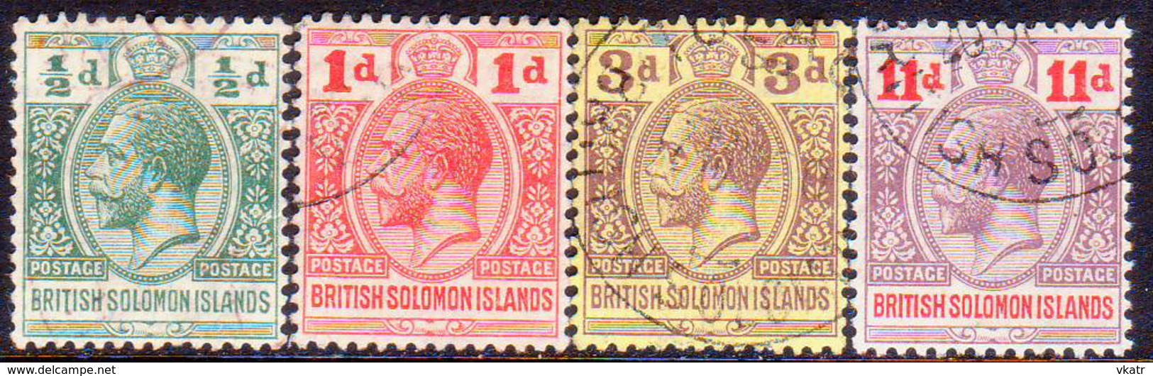 BRITISH SOLOMON ISLANDS 1913 SG #18-21 Compl.set Used CV £32 Inscr."POSTAGE POSTAGE" - British Solomon Islands (...-1978)