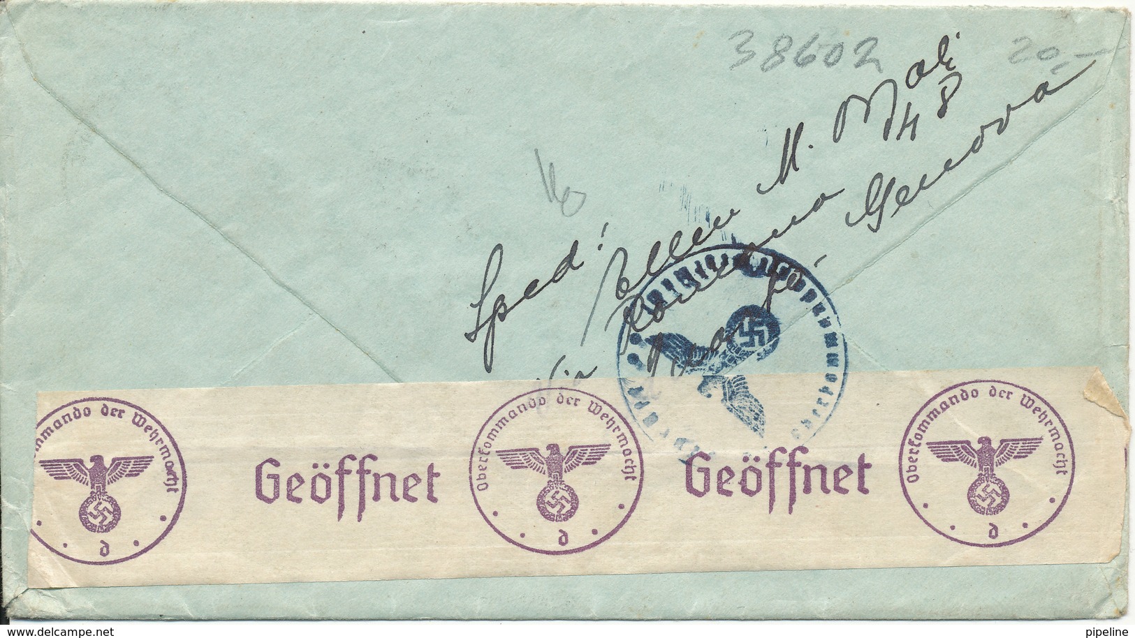 Italy Nazi Censored Cover Sent To Denmark Genova 30-9-1940 Single Franked - Storia Postale