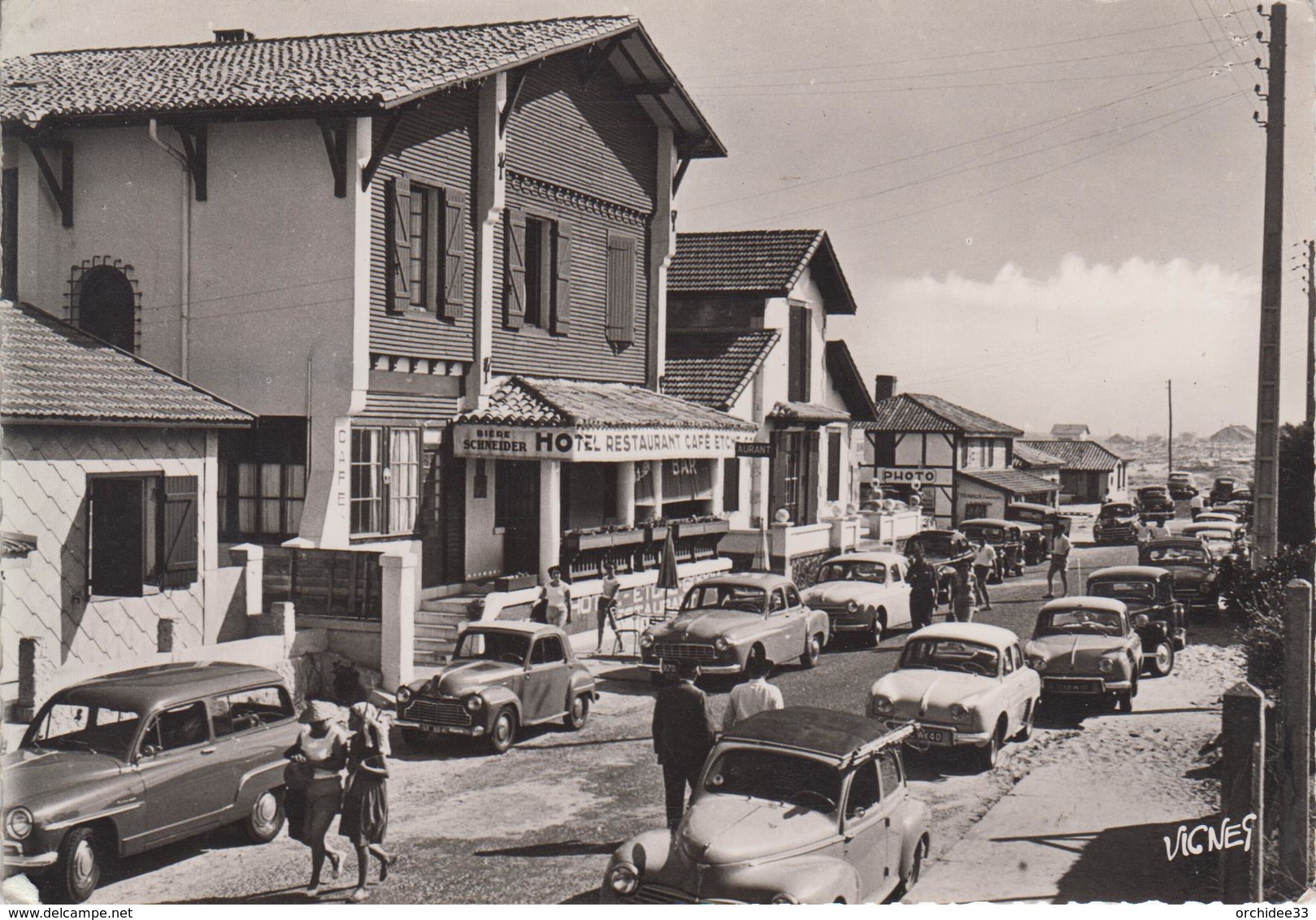 CPSM Mimizan-Plage - Boulevard De La Côte D'Argent (avec Voitures Années 50-60 : Dauphine, 203, Traction ...) - Mimizan Plage