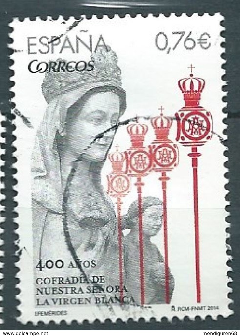 ESPAGNE SPANIEN SPAIN ESPAÑA 2014 400 ANIV WHITE VIRGIN COFRADÍA DE LA VIRGEN BLANCA USED ED 4903 MI 4909 YT 4614 - Usados