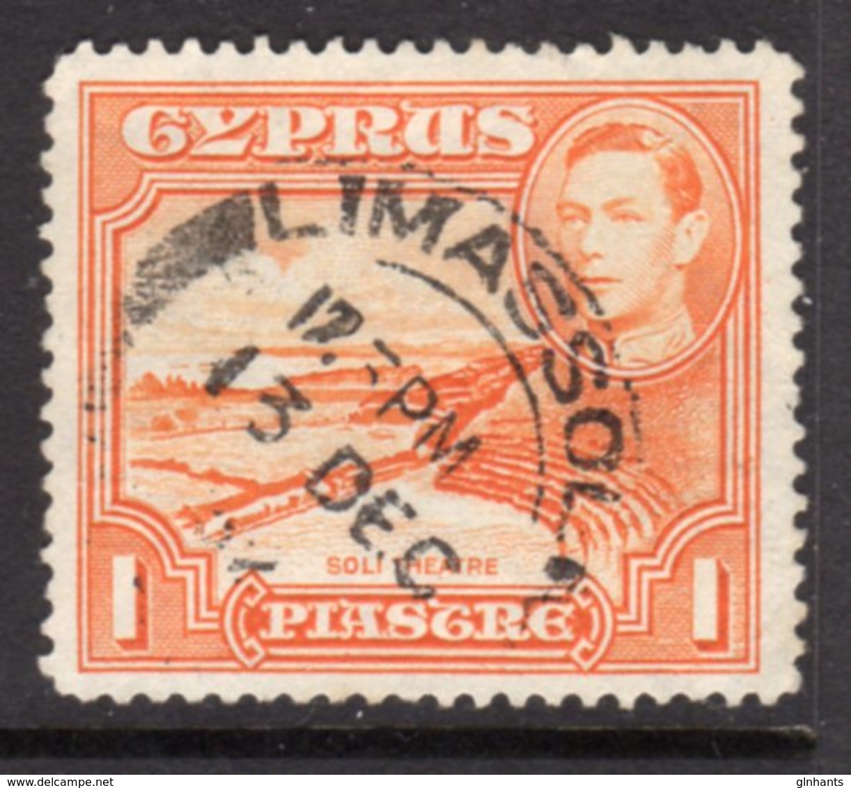 CYPRUS - 1938-1951 1938 ONE PIASTRE KGVI FINE USED LIMASSOL SG 154 REF B10 - Cyprus (...-1960)