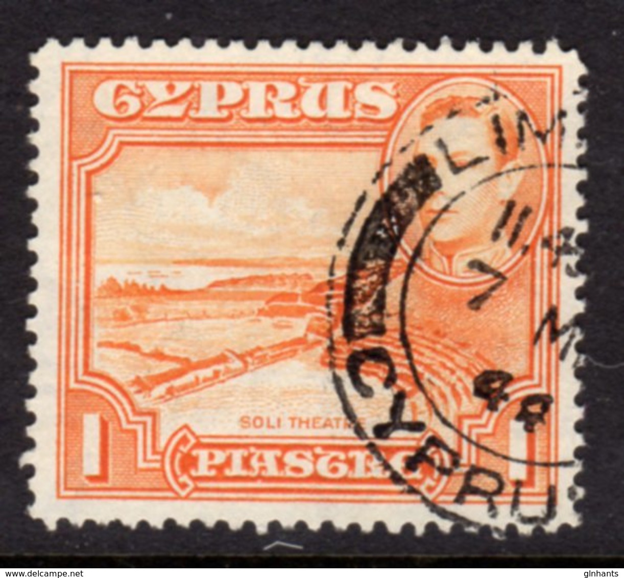 CYPRUS - 1938-1951 1938 ONE PIASTRE KGVI FINE USED SG 154 REF B12 - Cyprus (...-1960)