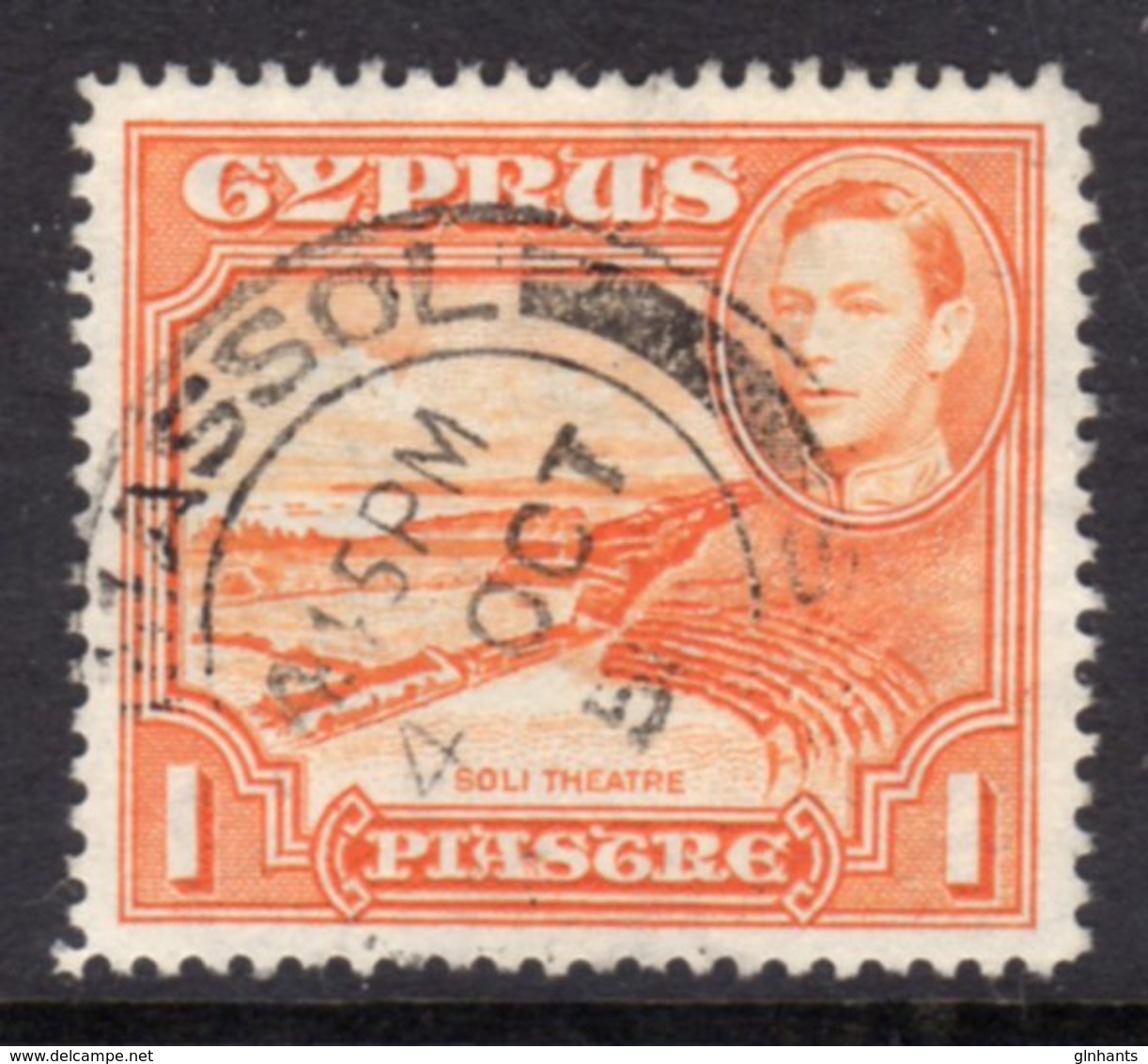 CYPRUS - 1938-1951 1938 ONE PIASTRE KGVI FINE USED LIMASSOL SG 154 REF B24 - Cyprus (...-1960)