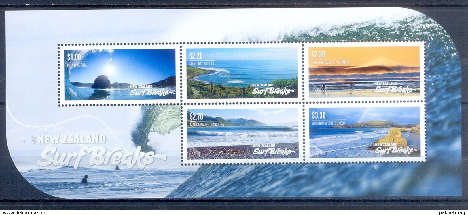 D164- New Zealand 2017. Surf Breaks. - Unused Stamps