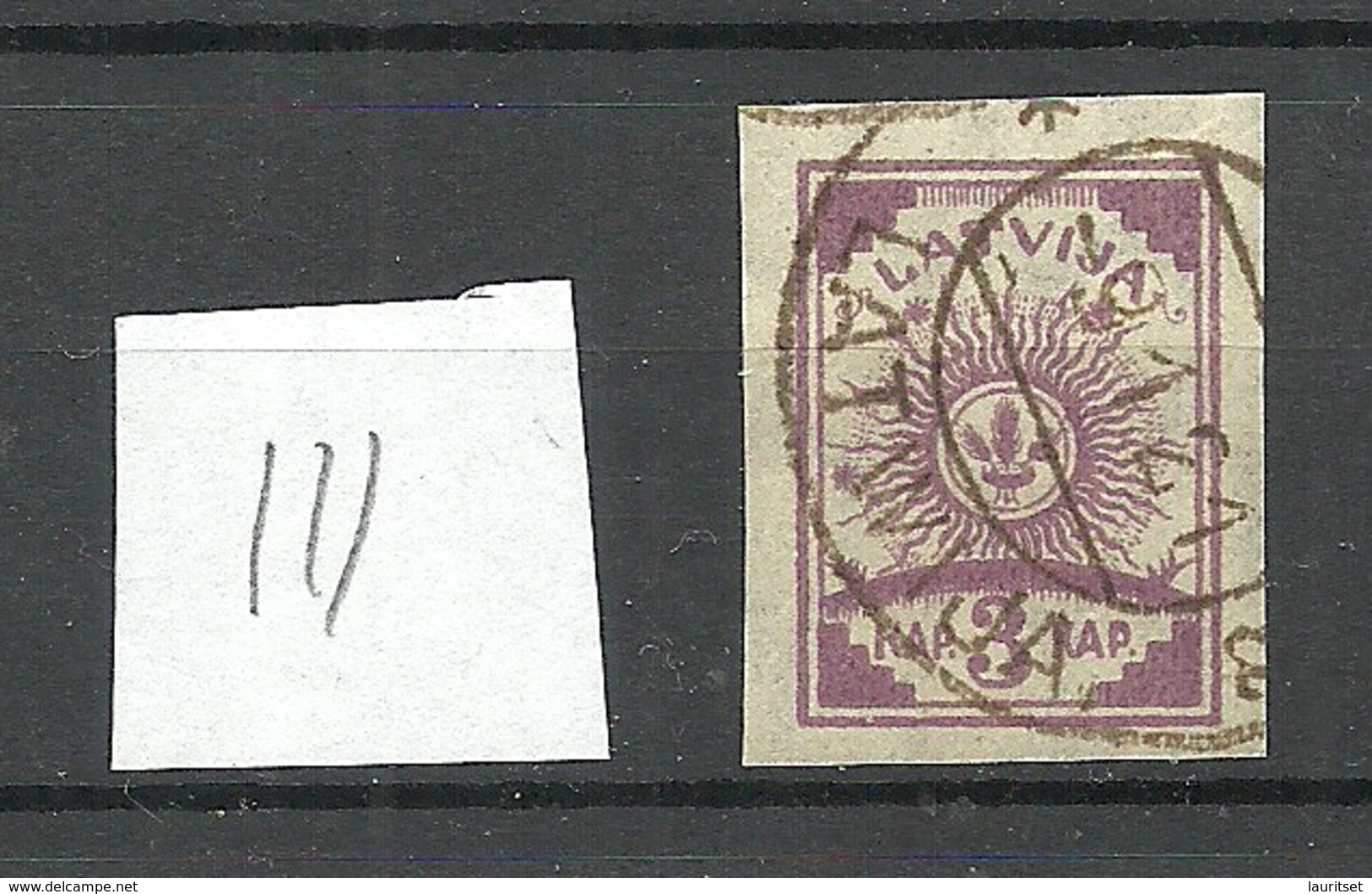 Lettland Latvia 1919 Michel 15 Y (Vertically Ribbed Paper/senkrecht Geripptes Papier) O - Lettland