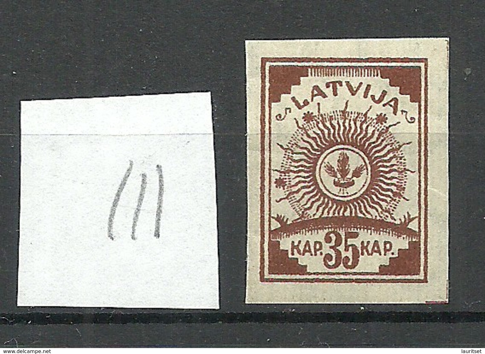 LETTLAND Latvia 1919 Michel 21 Vertically Striped Paper Senkrecht Geriffeltes Papier MNH - Lettonia