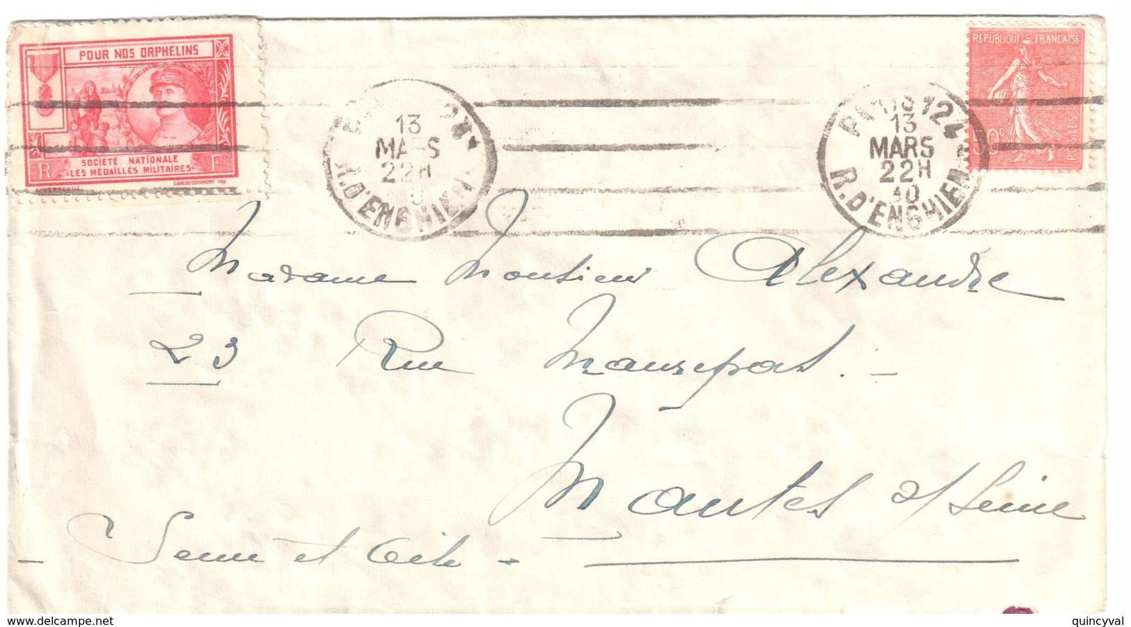 PARIS 124 Lettre 50c Semeuse Lignée Yv 199 Erinophilie Foch Orphelins Médaillés Militaires Ob Meca 1930 Krag B124201 - Briefe U. Dokumente