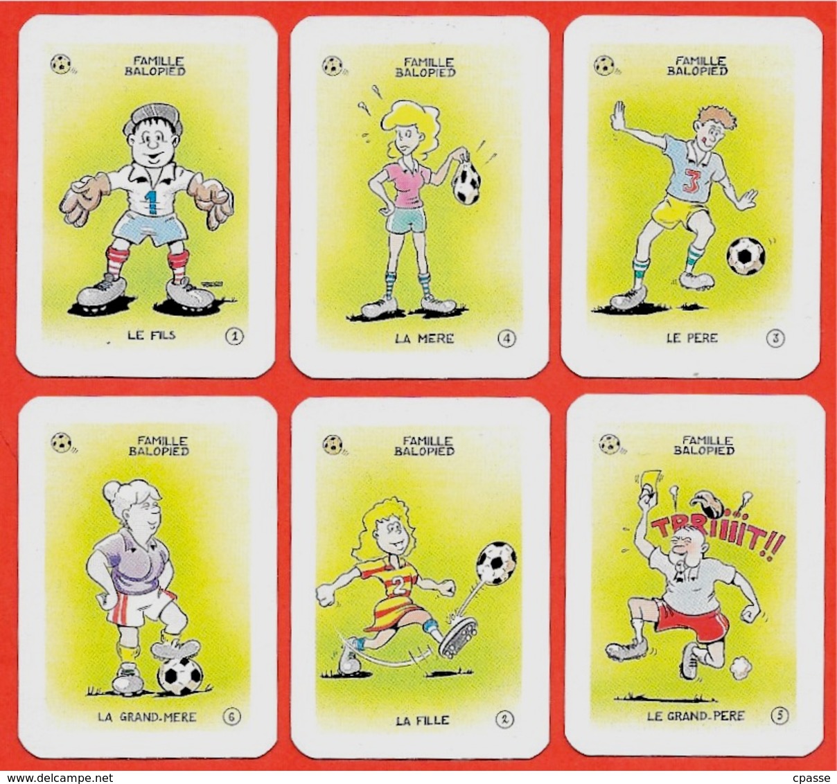 Rare FAMILLE BALOPIED (6 Cartes Issues Du Jeu Des 7 Familles) * Club Icolo ** Humour Sport Foot FOOTBALL à Jouer De - Autres & Non Classés