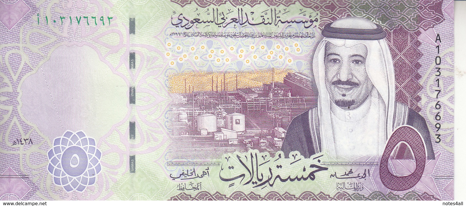 SAUDI ARABIA 5 RIYAL 2017 1438 P-38b KING SALMAN NEW LOT X5 UNC NOTES */* - Saoedi-Arabië