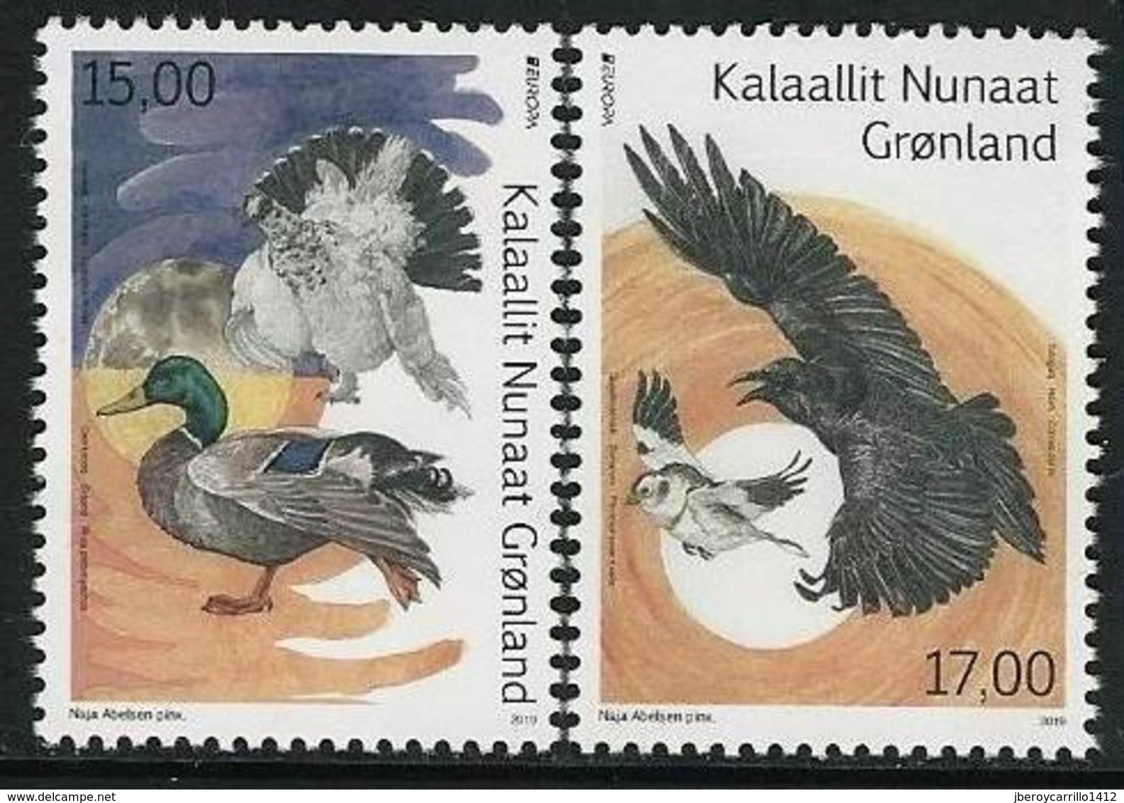 GROENLANDIA /GREENLAND /GRÖNLAND  -EUROPA 2019 -NATIONAL BIRDS.-"AVES -BIRDS -VÖGEL-OISEAUX"- SERIE N - 2019