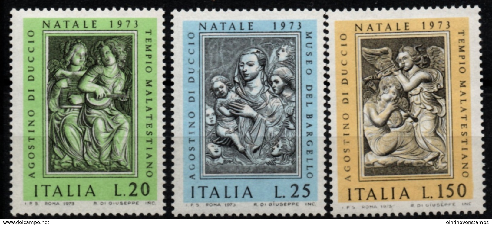 Italy, Italia 1973, Sculptures By Agostino De Duccio 3 Values MNH 15th Century, Music Musicians - Sculpture