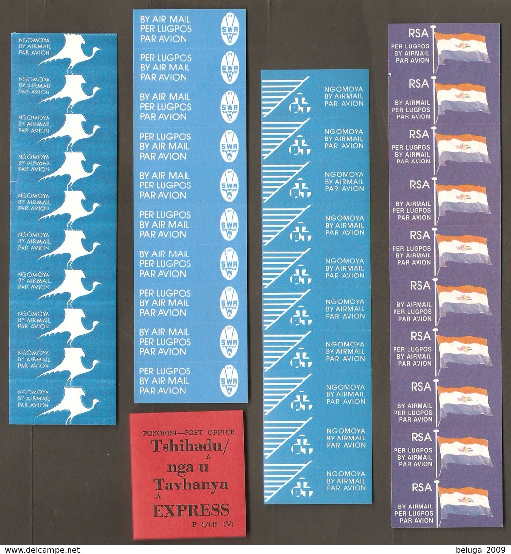 South Africa SWA Transkei Ciskei Complete Airmail Label Strips Of 10 + Express Pad - Extremely Scarce Material - Fantasy Labels