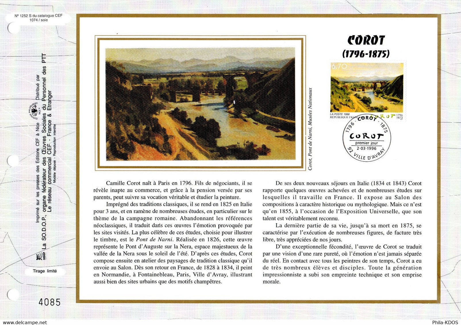 " LE PONT DE MANTES De COROT " Sur Feuillet CEF 1er Jour N°té En SOIE De 1977. N° YT 1923. Parfait état. FDC - Ponti