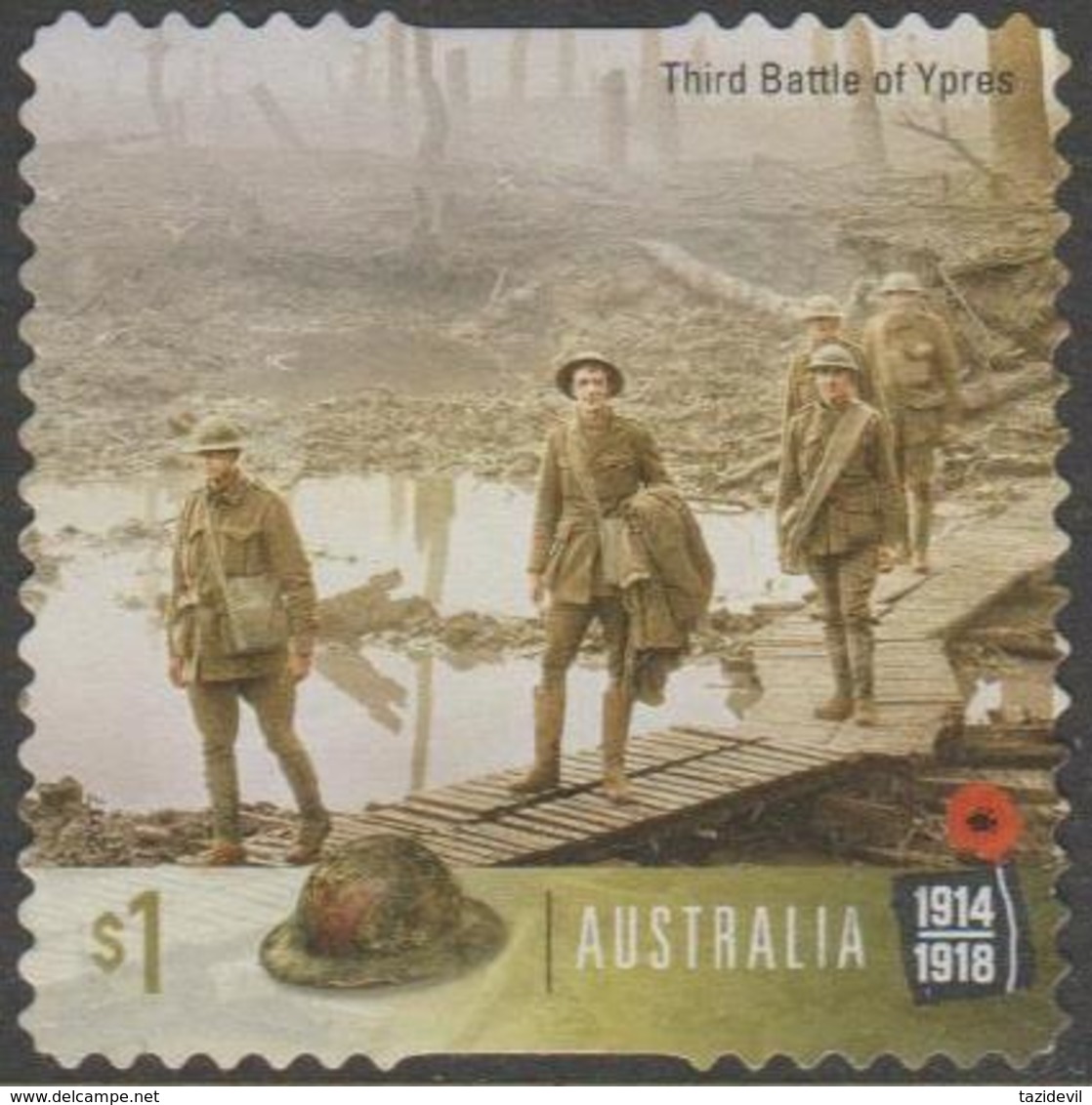 AUSTRALIA - DIE-CUT-USED 2017 $1.00 Centenary Of World War I 1917: Third Battle Of Ypres - Soldiers - Used Stamps