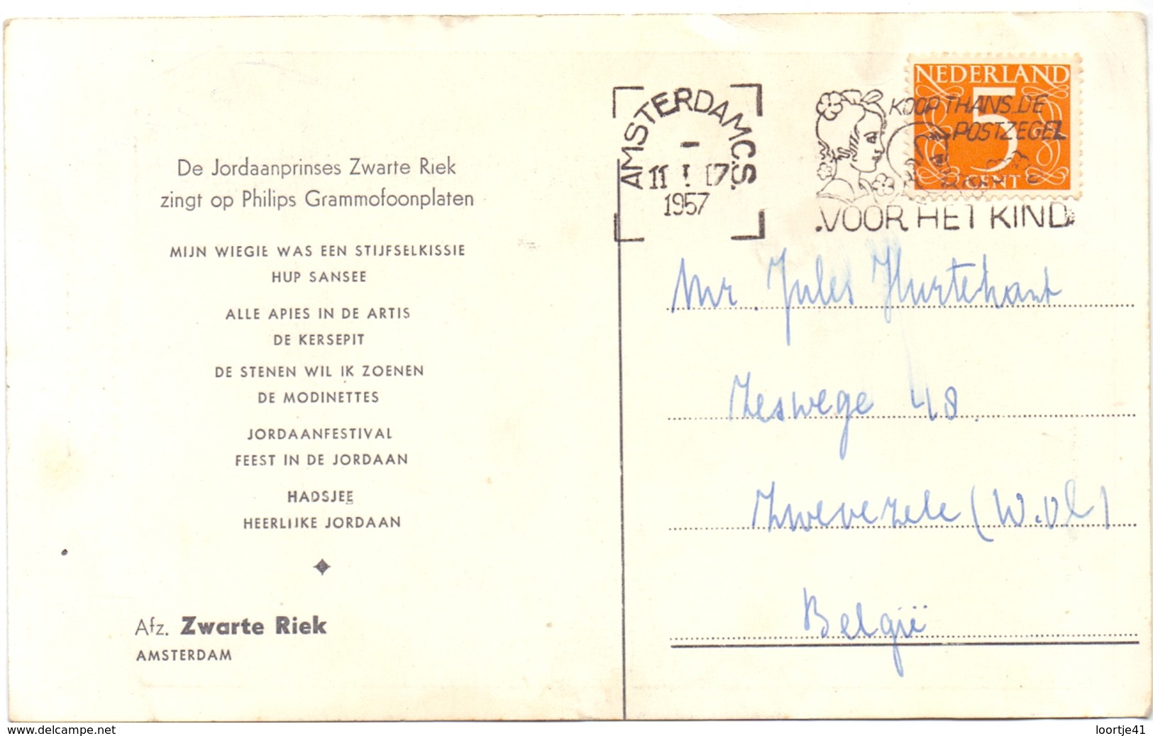 PK - Zangeres , Prinses Van De Jordaan - Zwarte Riek - Amsterdam + Handtekening - Chanteurs & Musiciens