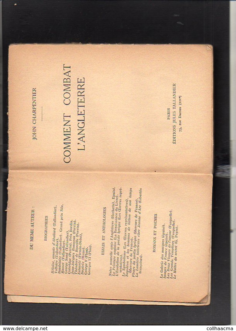 " Comment Combat L'Angleterre " Par John Charpentier / Editions Tallandier 1940 - Histoire