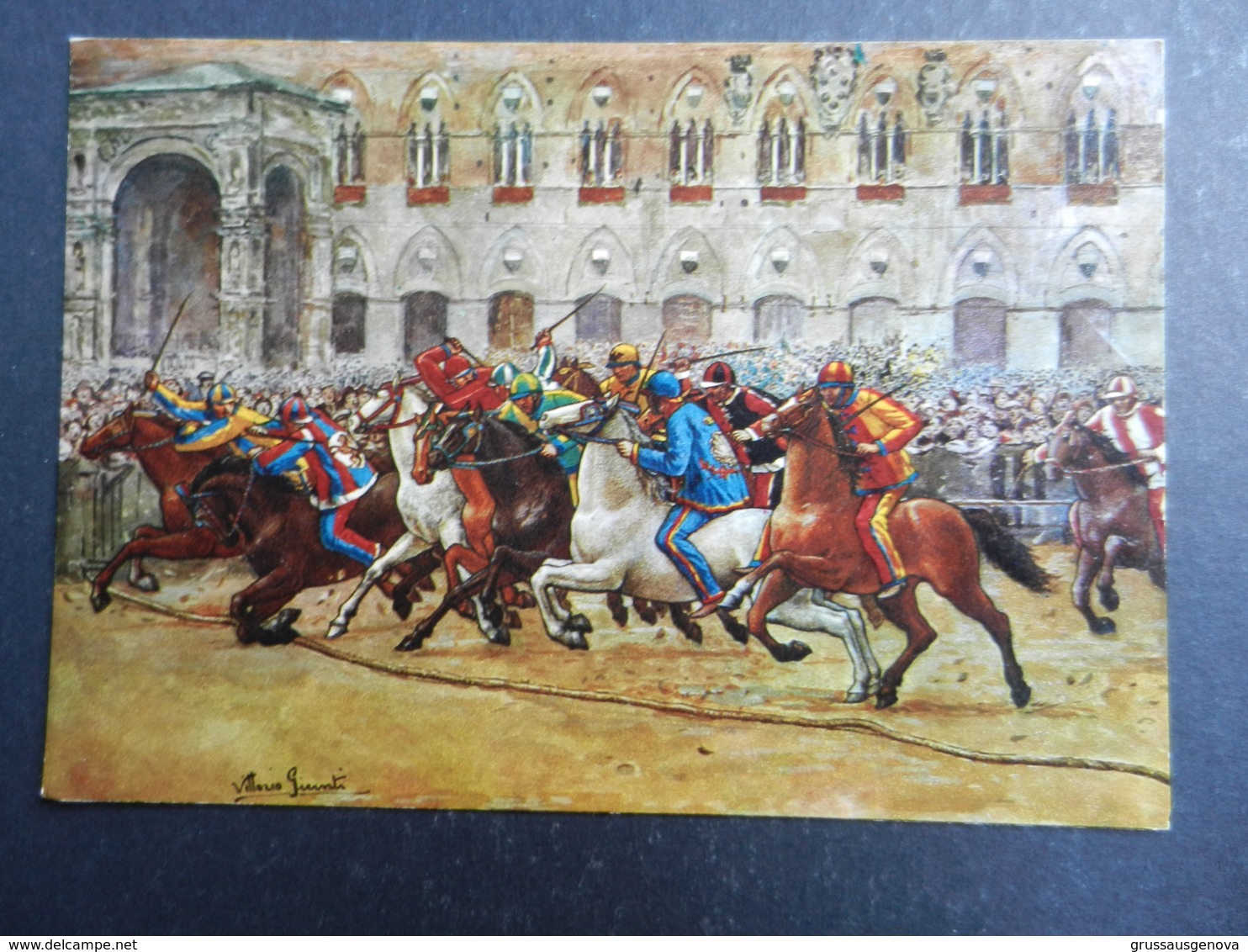 19972) SIENA IL PALIO LA MOSSA ILLUSTR. VITTORIO GIUNTI NON VIAGGIATA - Siena