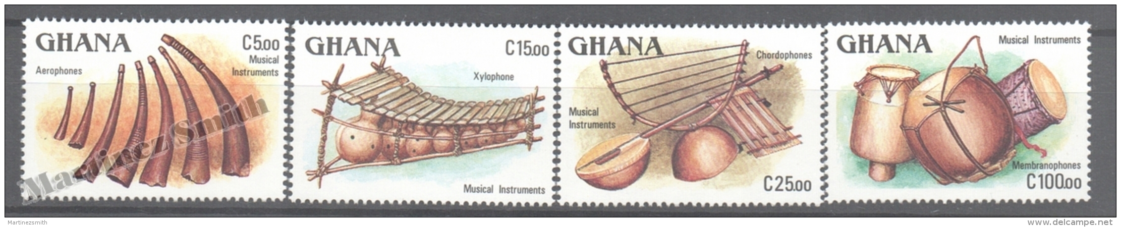 Ghana 1987 Yvert 936-39, Musical Instruments, Music - MNH - Ghana (1957-...)