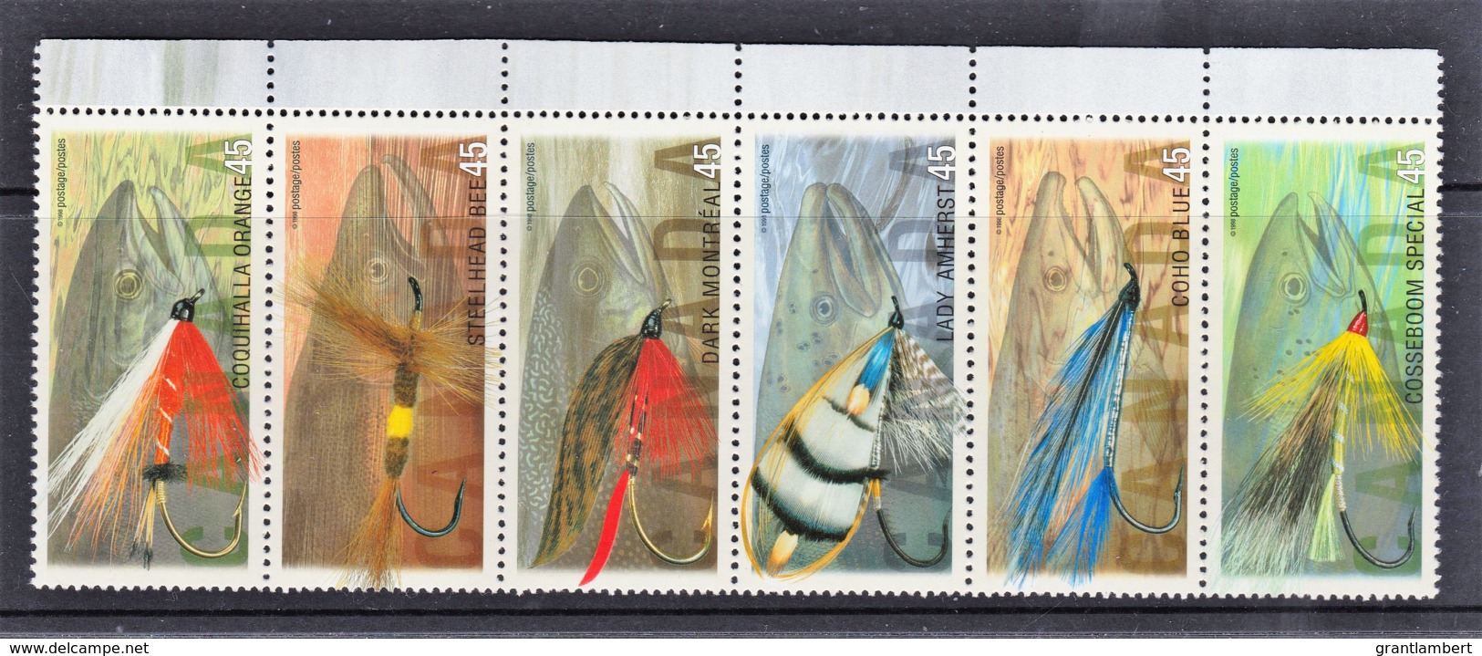 Canada 1998 Fishing Flies Set As Strip Of 6 MNH - Unused Stamps