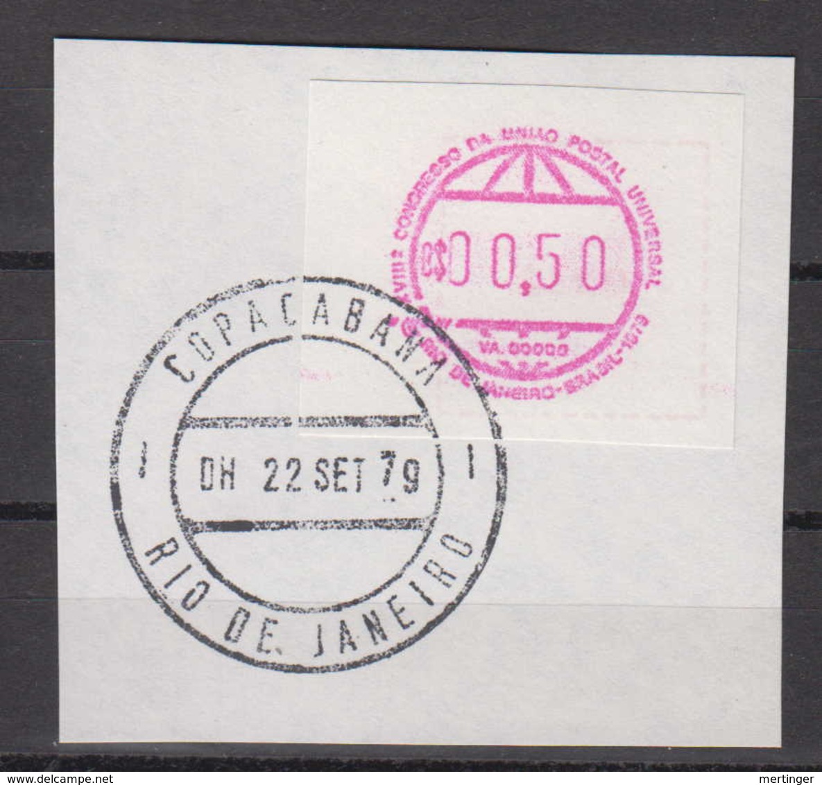 Brazil Brasil 1979 ATM FRAMA Mi# 1 Used On Fragment Etiqueta Do Automato - Franking Labels