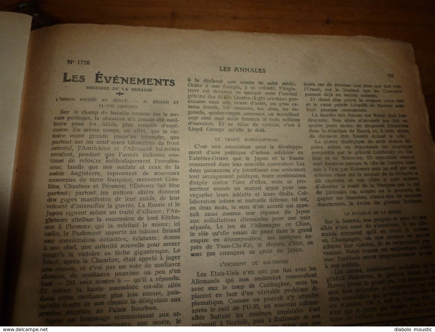 1916 LES ANNALES : Les Poilus en Picardie; Les russes; Les anglais;En Syrie ;Sœur Gabrielle ; Clermont-en-Argonne;etc