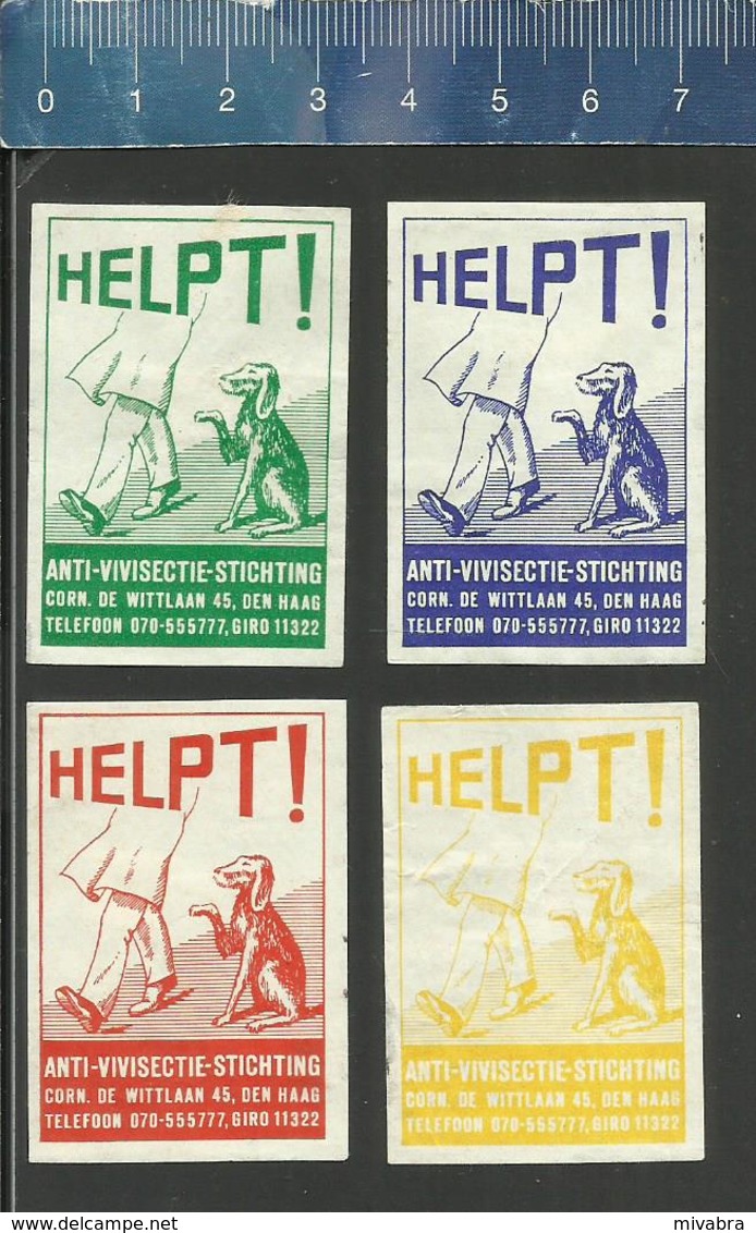 ANTI VIVISECTIE STICHTING DEN HAAG ( DOGS HONDEN CHIENS HUNDE ) Luciferetiketten- Matchbox Labels The Netherlands 1967 - Boites D'allumettes - Etiquettes