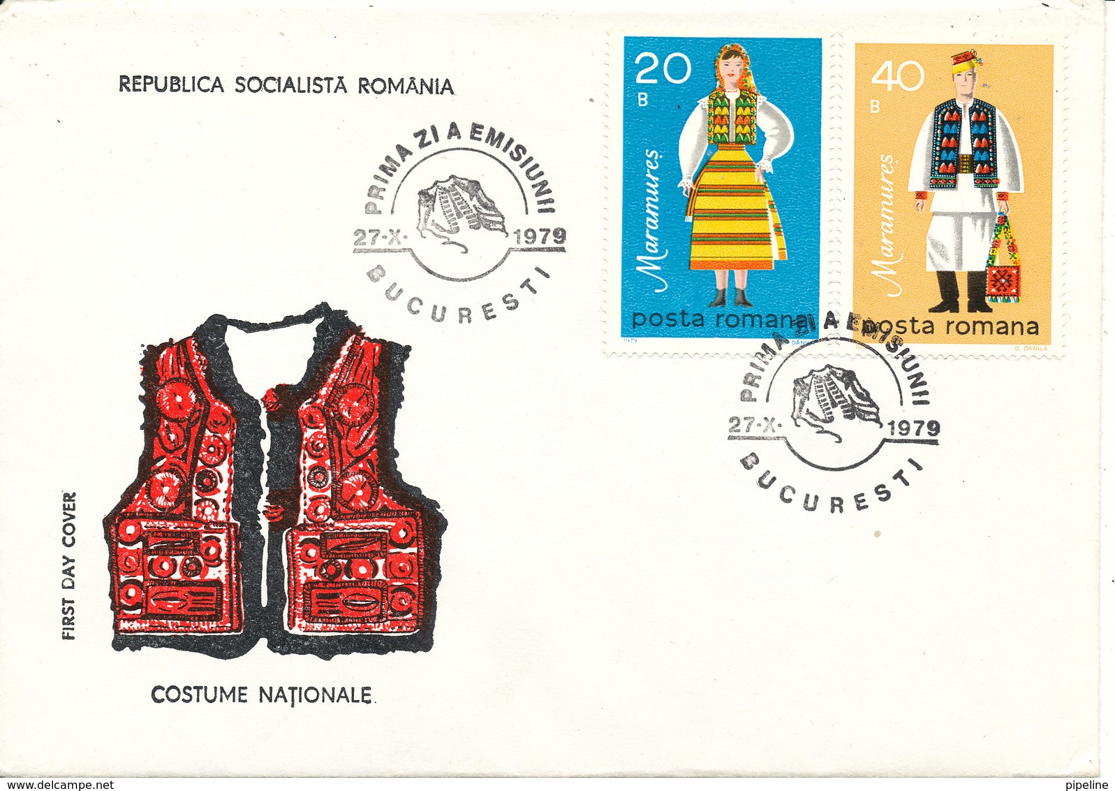 Romania FDC 27-10-1979 National Costumes With Cachet - FDC