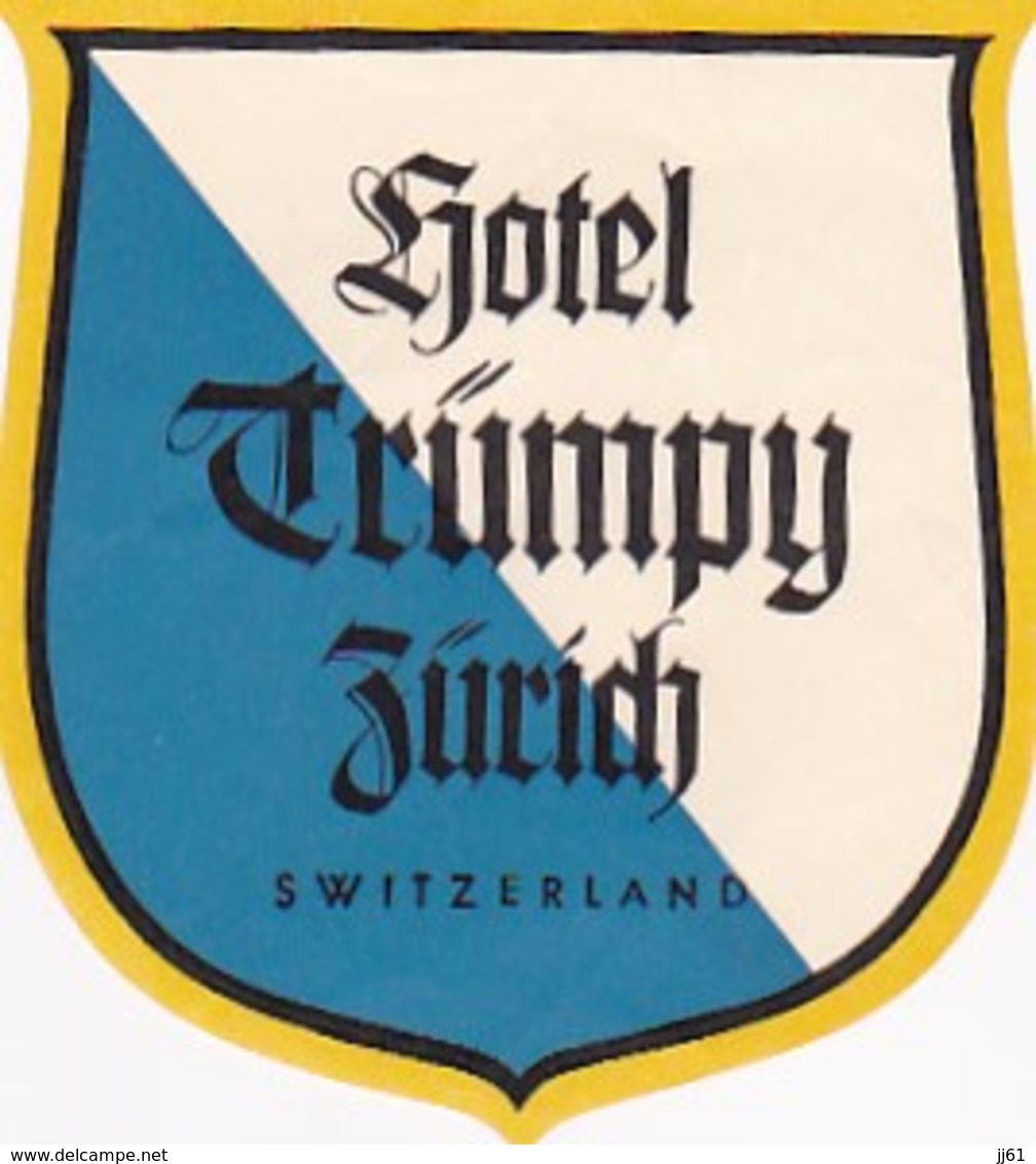 ZURICH HOTEL TRUMPY ETIQUETTE - Suisse