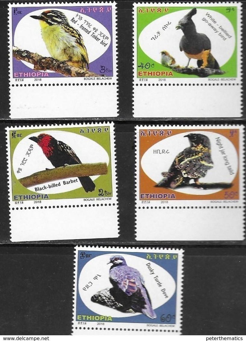 ETHIOPIA, 2018, MNH, BIRS,5v - Other & Unclassified