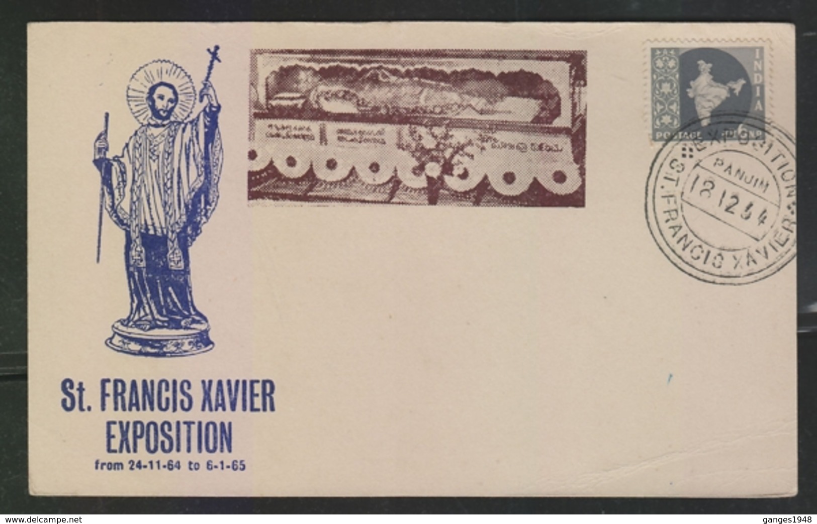India  1964  St. Francis Xavier  Exposition  Panjim  Goa Special Card  # 21432  D  Inde  Indien - Covers & Documents