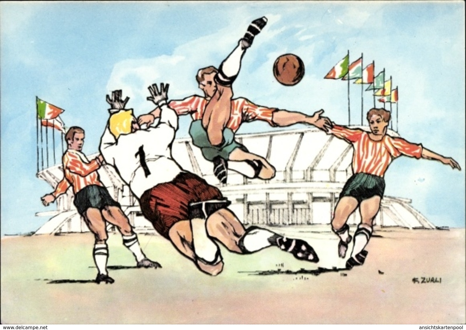 Artiste Cp Zurli, XVII. Olympische Spiele 1960 In Rom, Fußball, Fußballspieler - Altri & Non Classificati