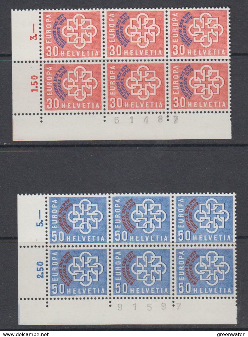 Switzerland 1959 PTT Conference 2v Bl Of 6 (sheet Number) ** Mnh (44174) - Europese Gedachte