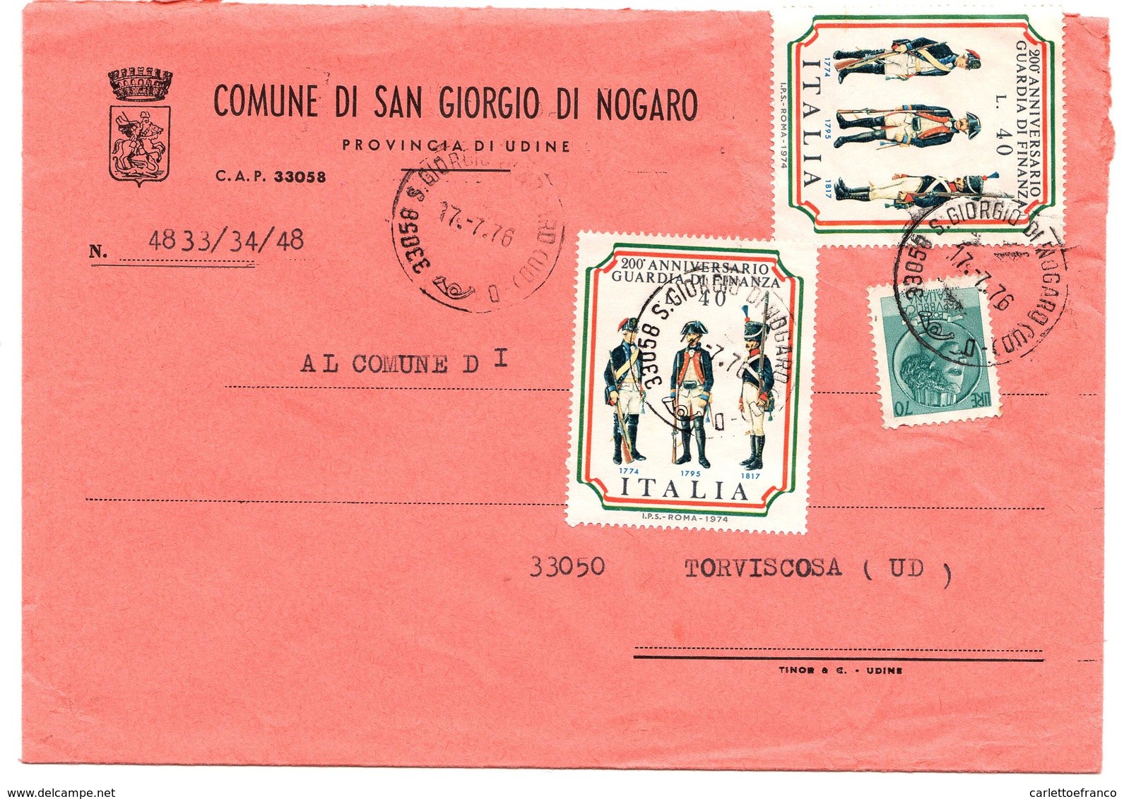 Busta Comunale San Giorgio Di Nogaro( UD ) ( 221 ) - 1971-80: Storia Postale