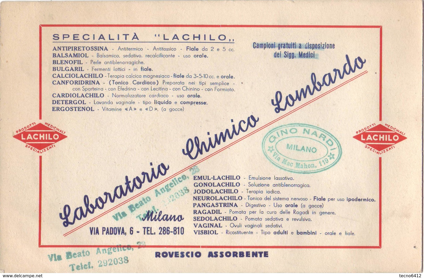 Stampa Farmacologica Laboratorio Chimico Lombardo - Milano - Pubblicitari