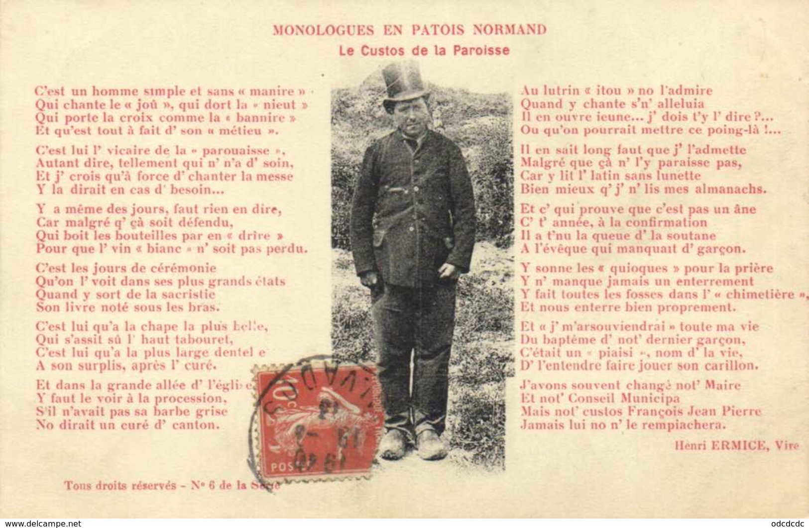 MONOLOGUES EN PATOIS NORMAND  Le Custos De La Paroisse Jacques Henri ERMICE  Vire RV - Personaggi